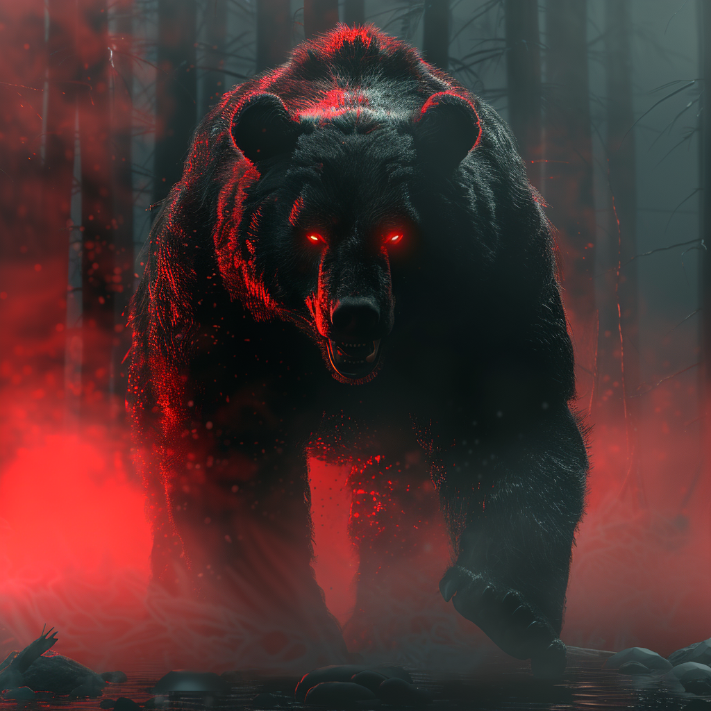 Angry bear with red eyes