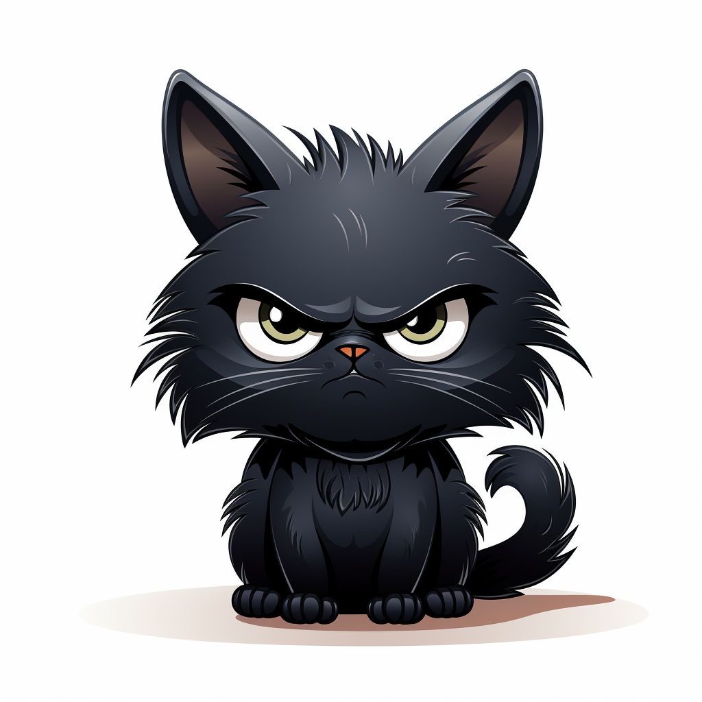 Angry Black Cat Cartoon Vector