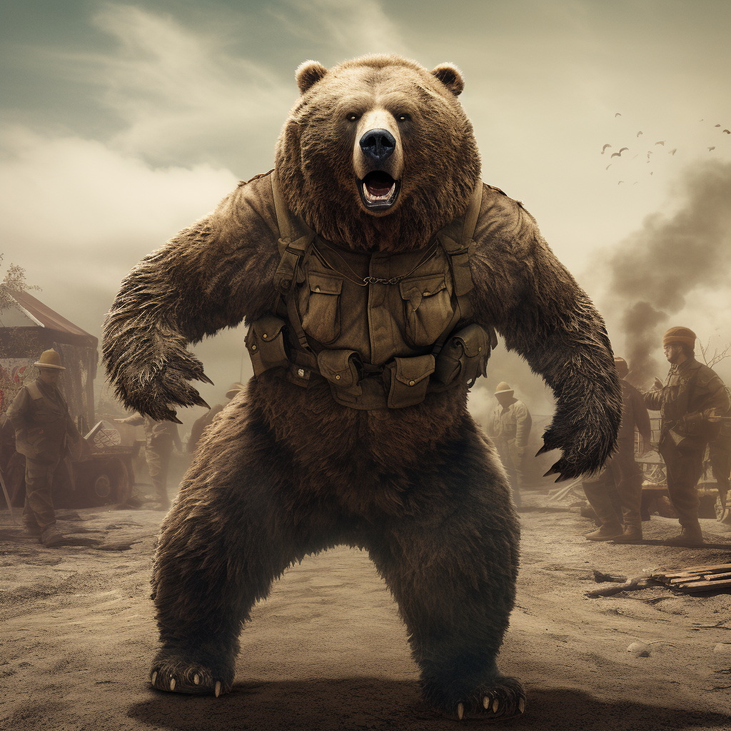 Angry brown bear war hero image  (keyword: angry brown bear war hero)