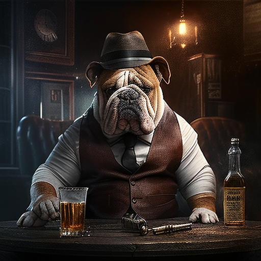 angry bulldog mobster whiskey ice