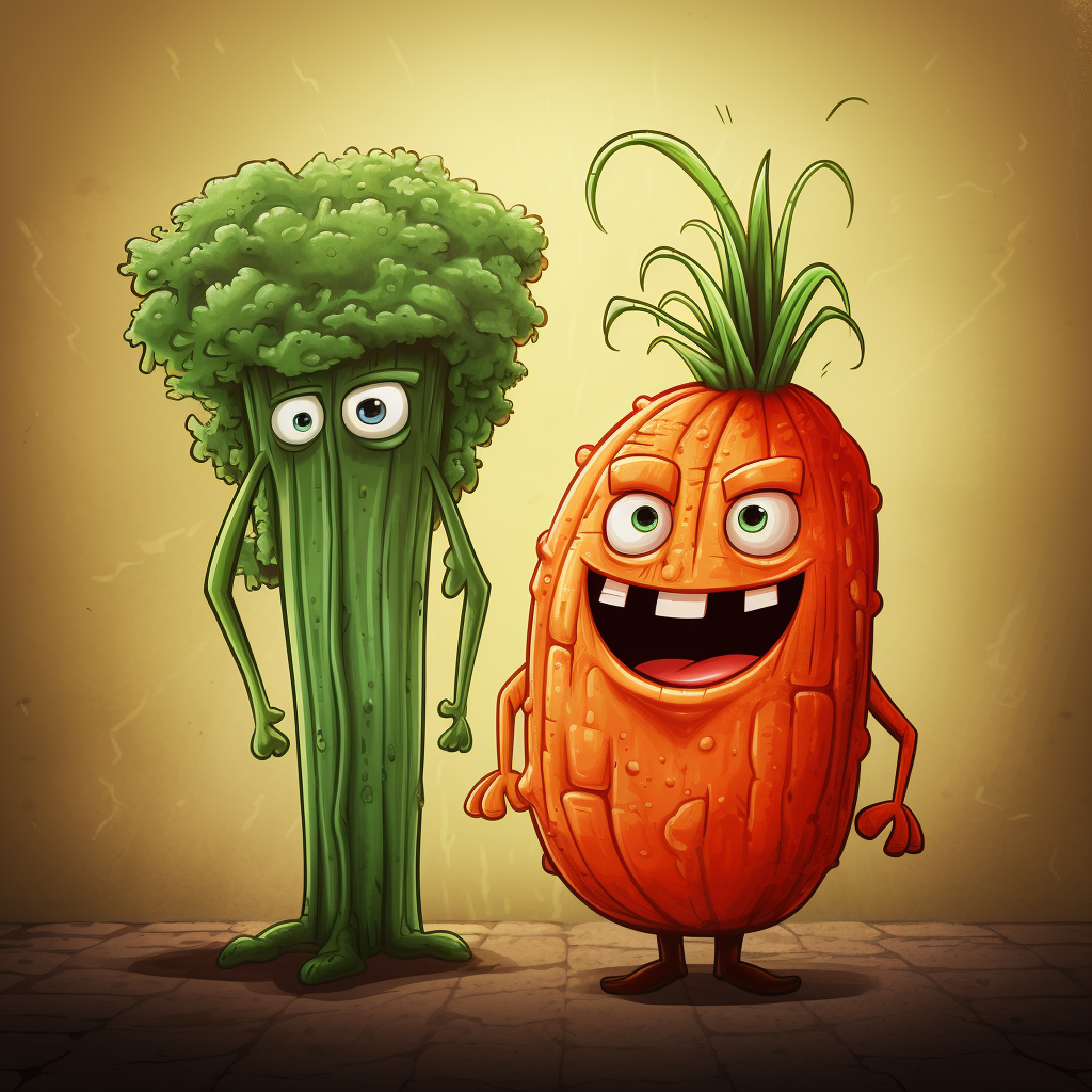 Colorful cartoon veggies standing together