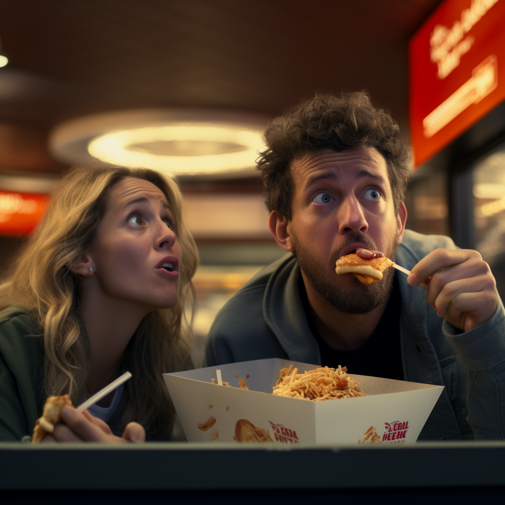 Angry Couple Arguing at Fast Food Restaurant