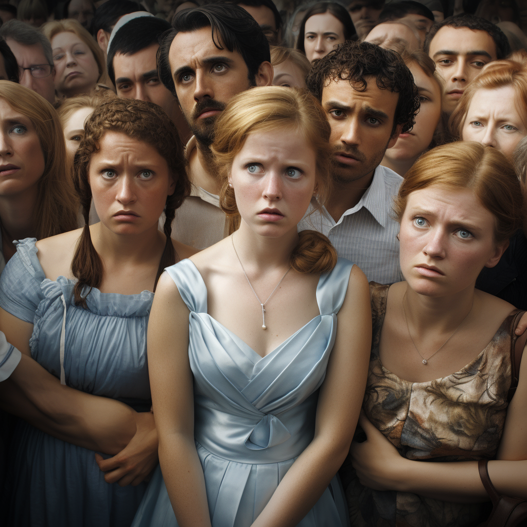 Crowd analyzing viral dress meme