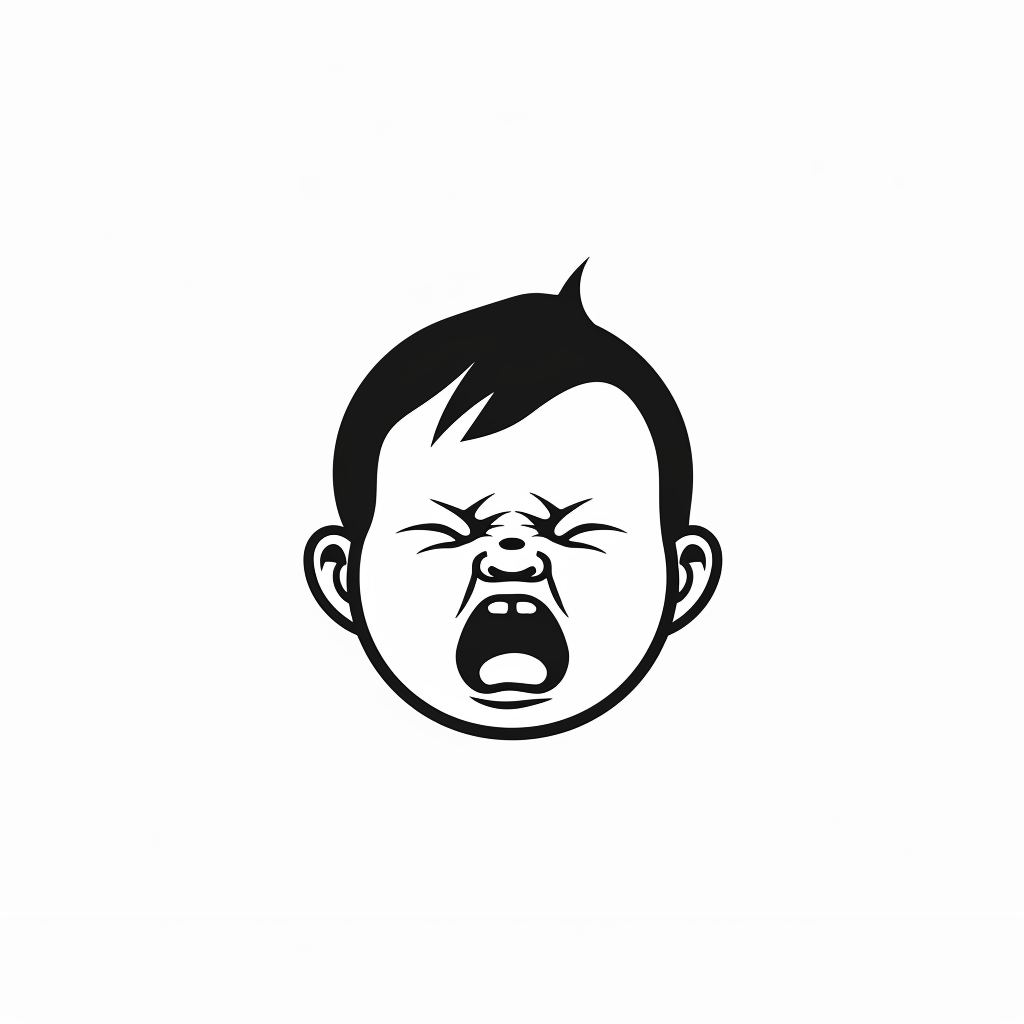 Angry Crying Baby Logo Minimalistic Black White