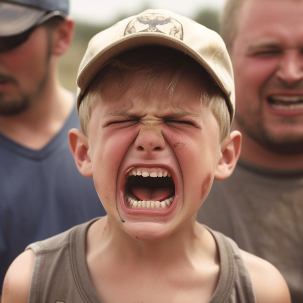 Angry dirty rednecks making children cry