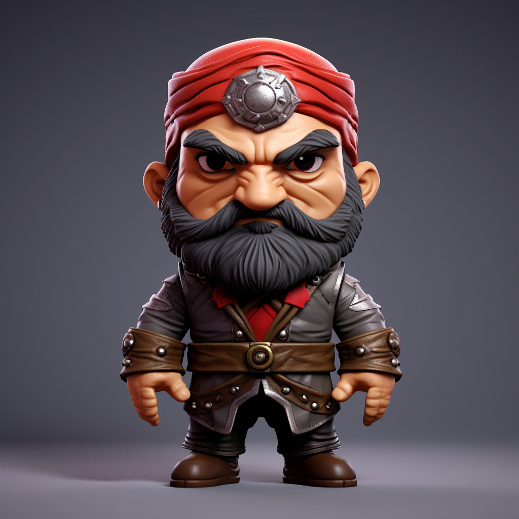 Angry old Turkish warrior chibi style