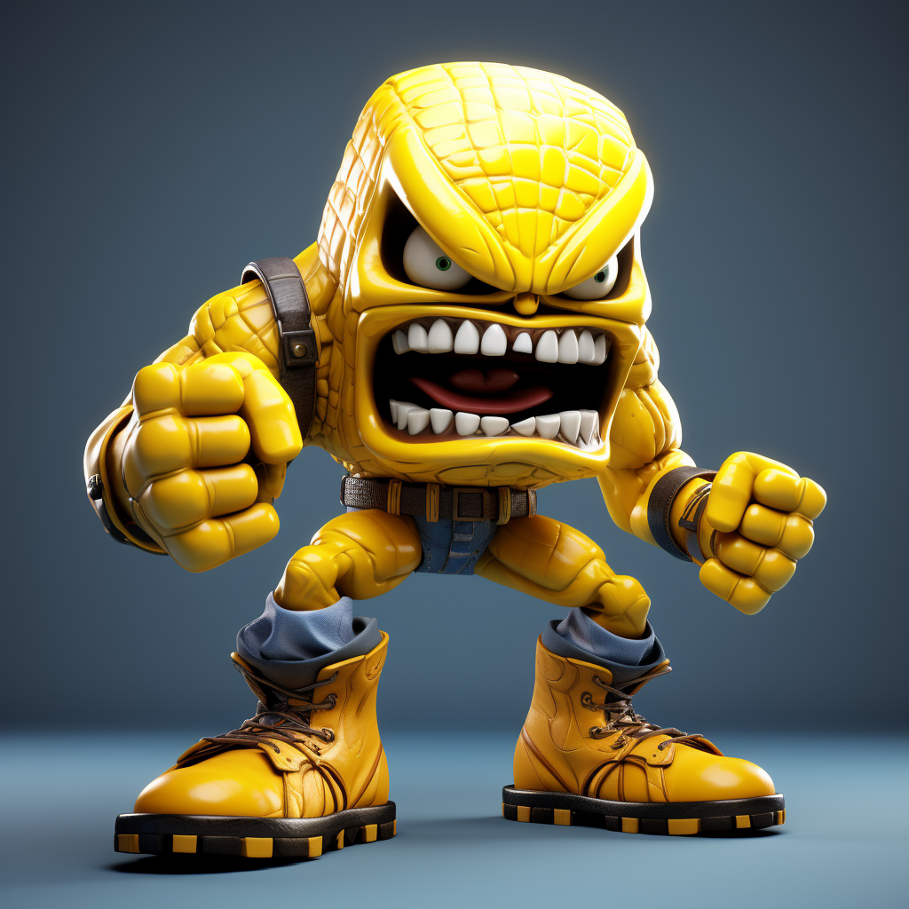 Angry Pacman Cartoon with Boots and Gloves