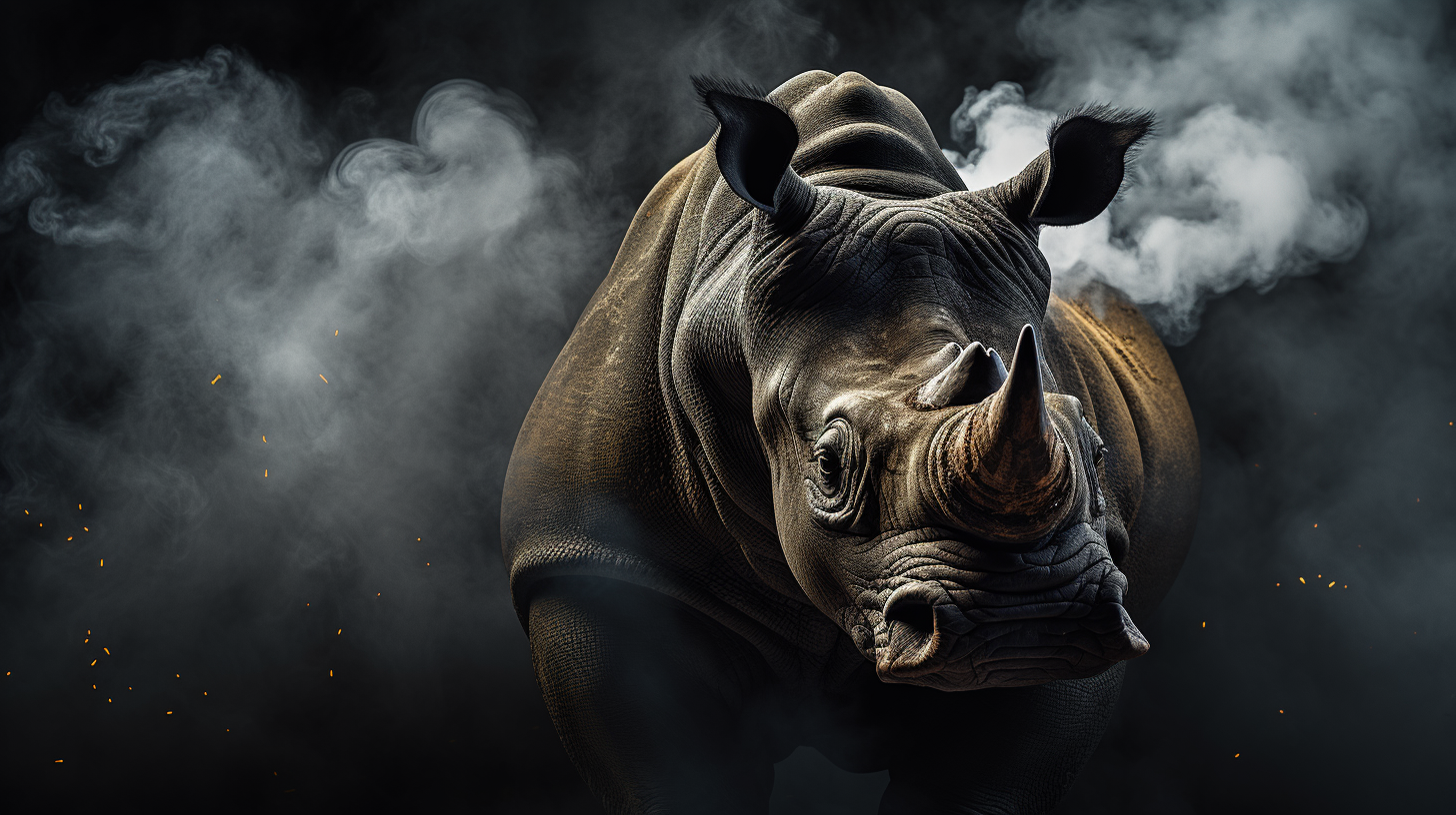 Realistic image of angry rhino head