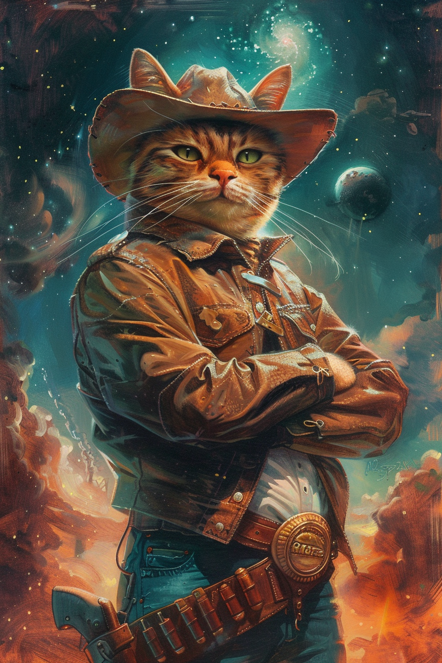 Angry Space Cat Cowboy Hero