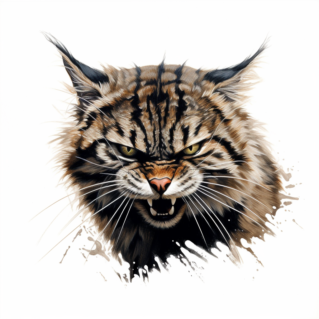 Angry tabby cat showing its claws