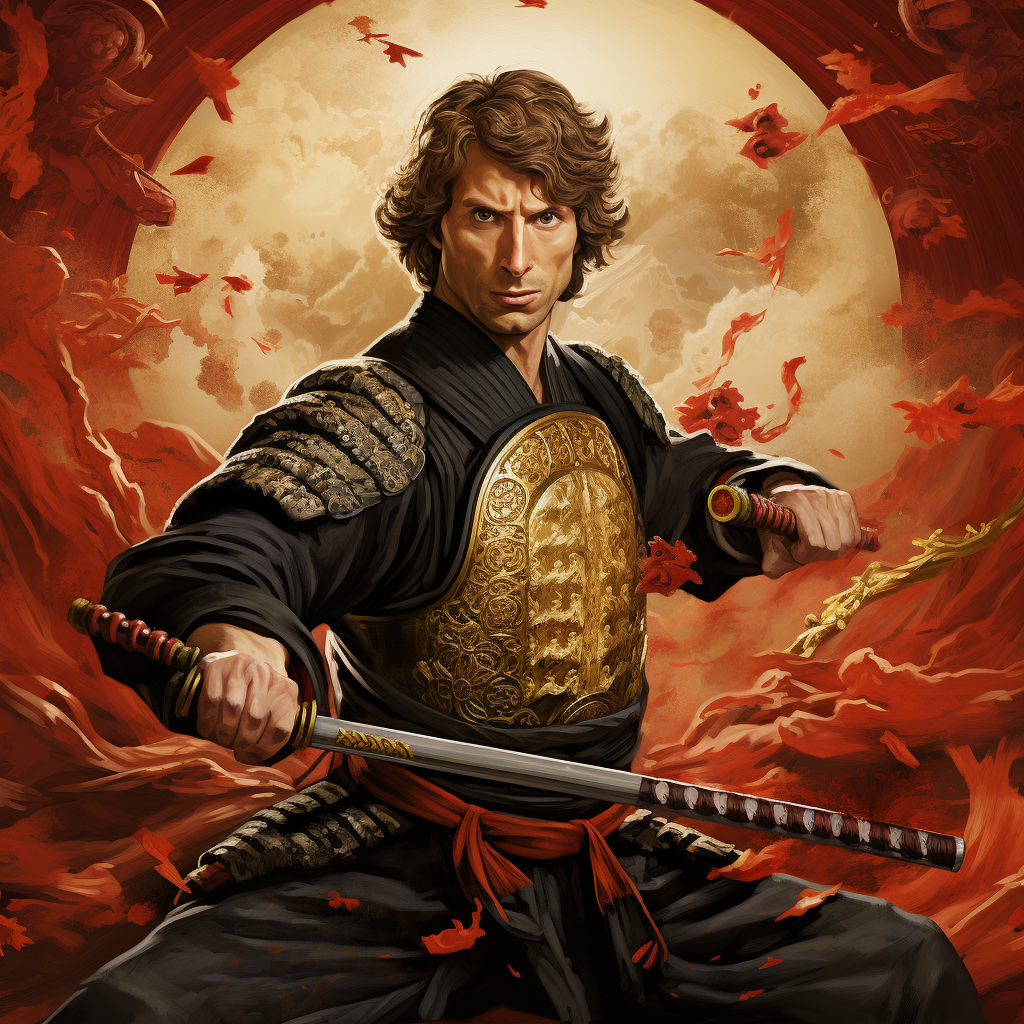 Angry Todd Howard Samurai smashing giant dumpling