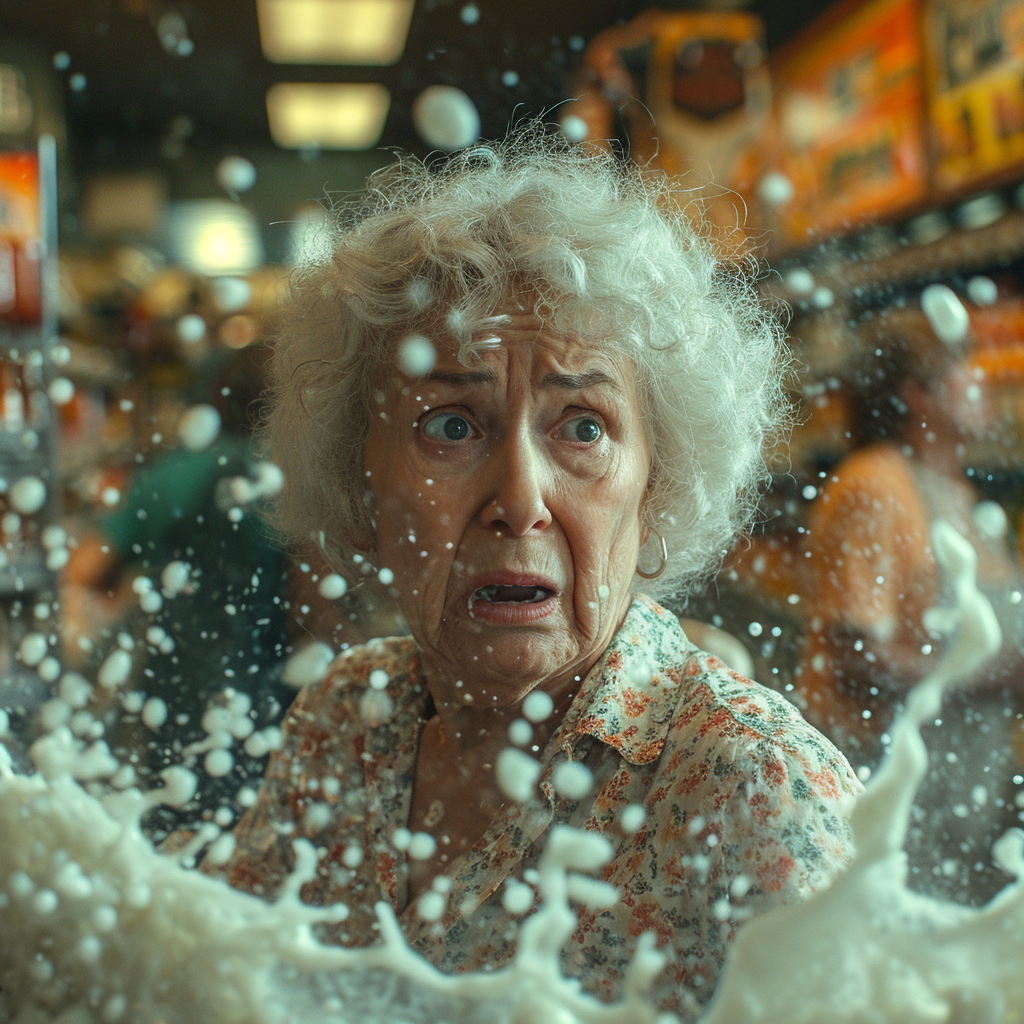 Angry woman throwing tantrum in grocery store