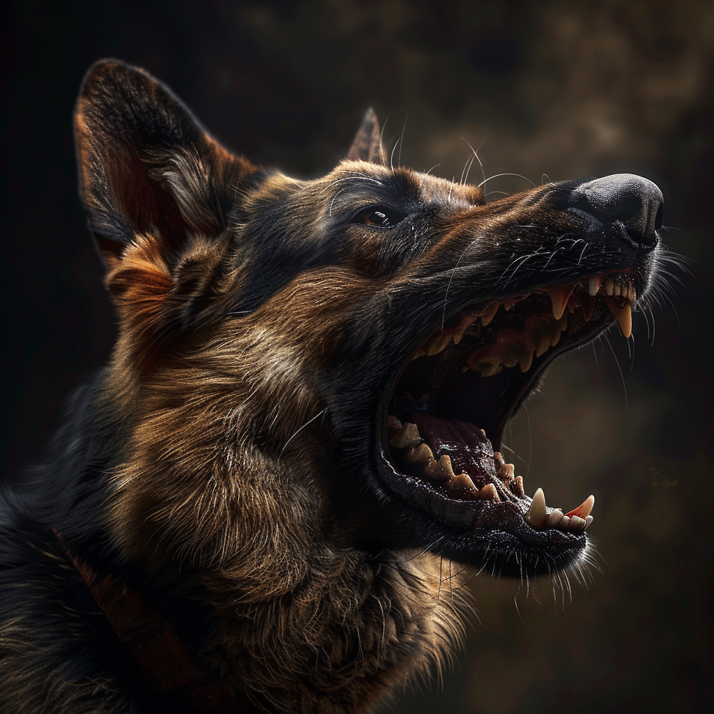 Angry German Shepherd Barking Photorealism Image