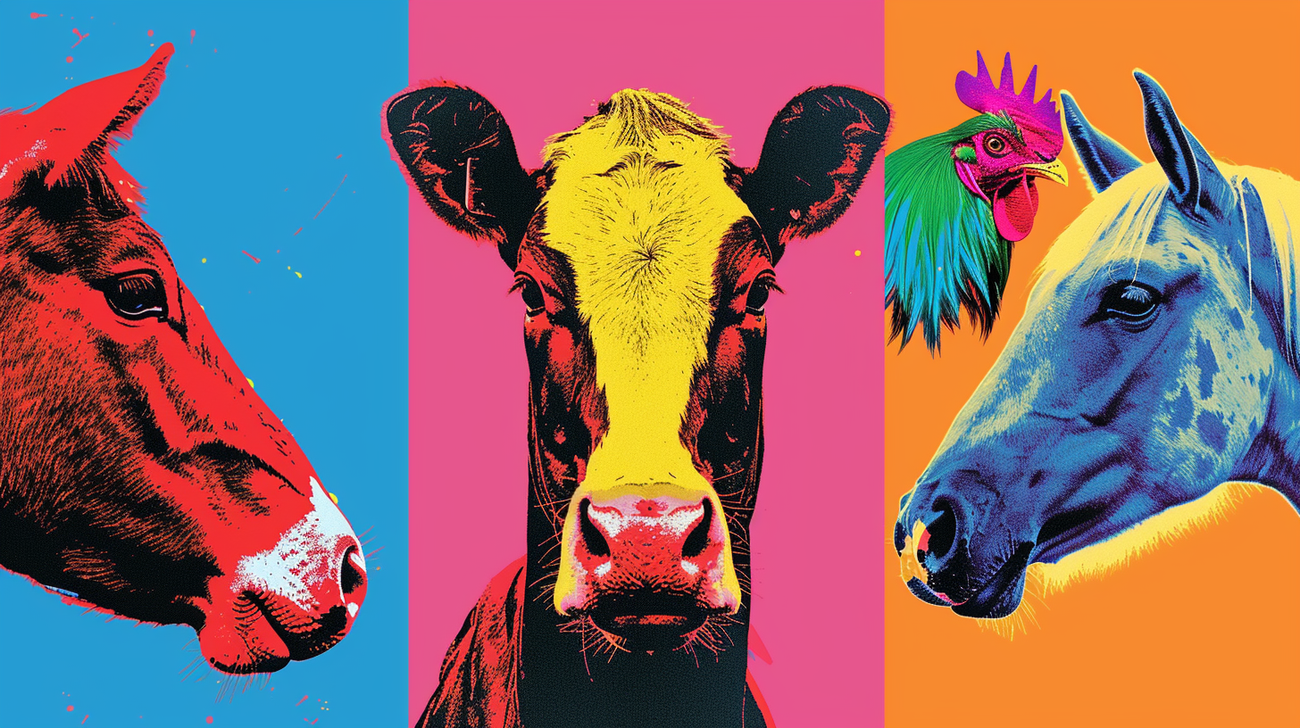 Warhol style animal grid art