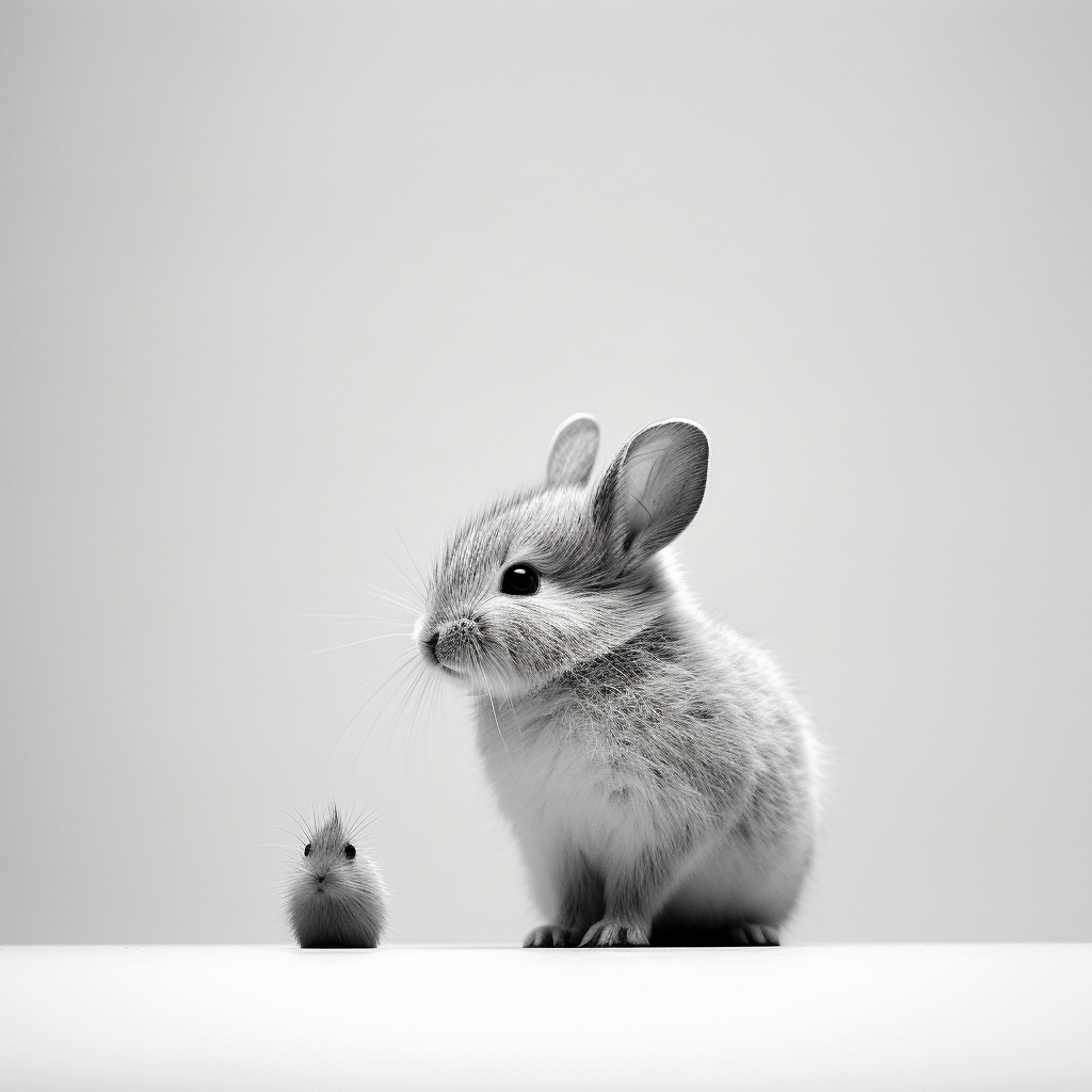 Animal Mini Realistic Black White Minimalist