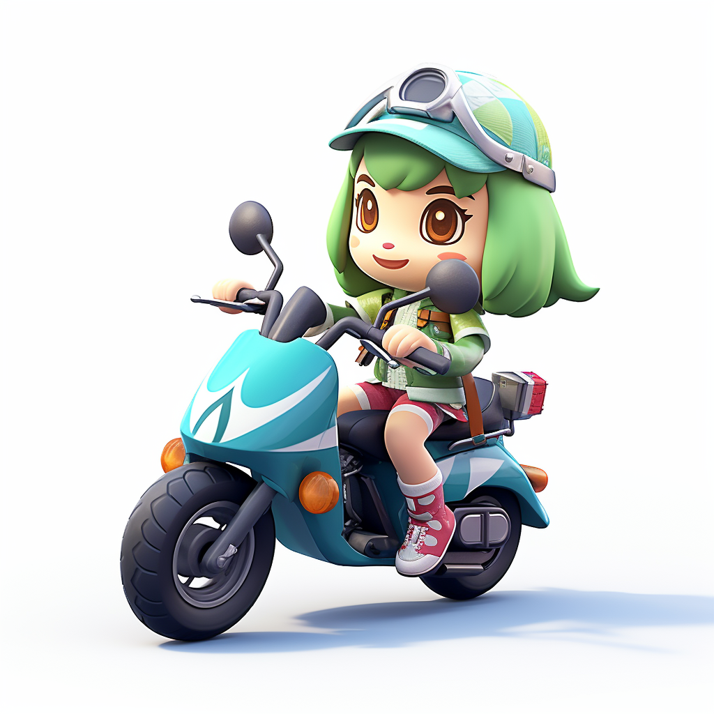 Animal Crossing character wearing motorcycle helmet