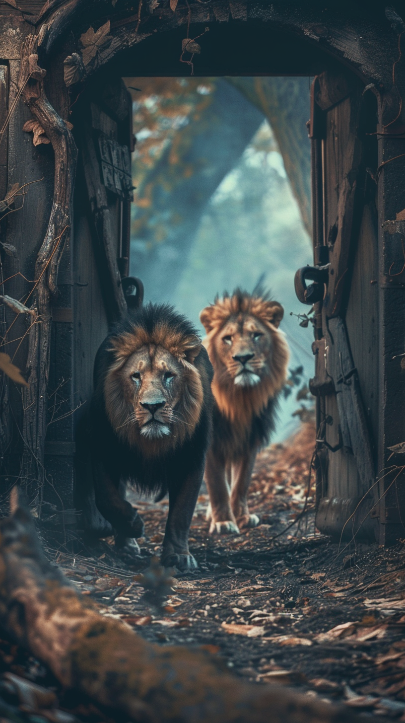 Male and Female Animals Approach Wooden Chest