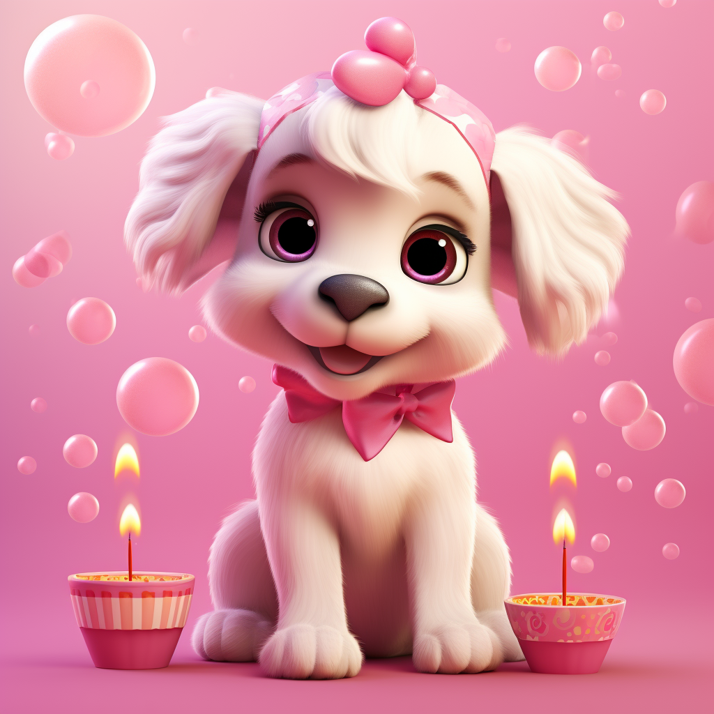 Cute pink birthday puppy image