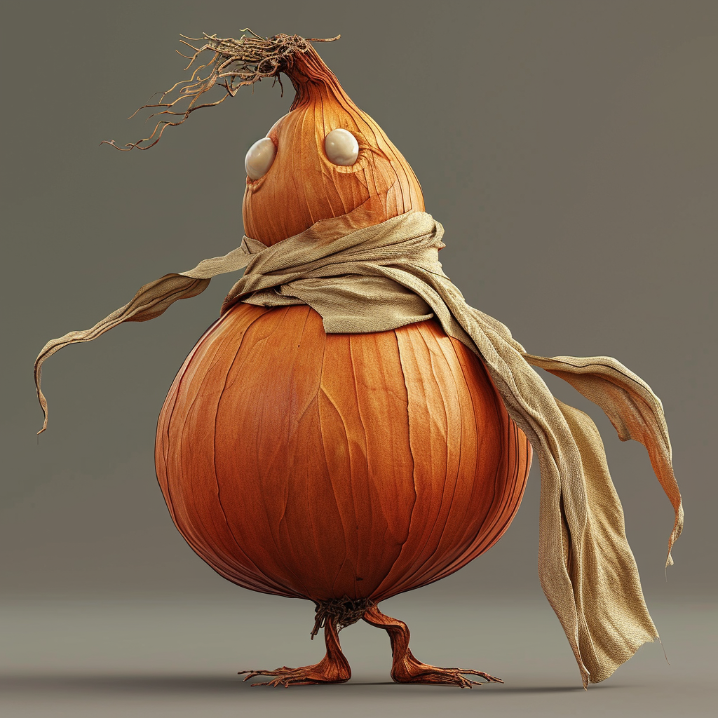 animated onion with clothes backwards