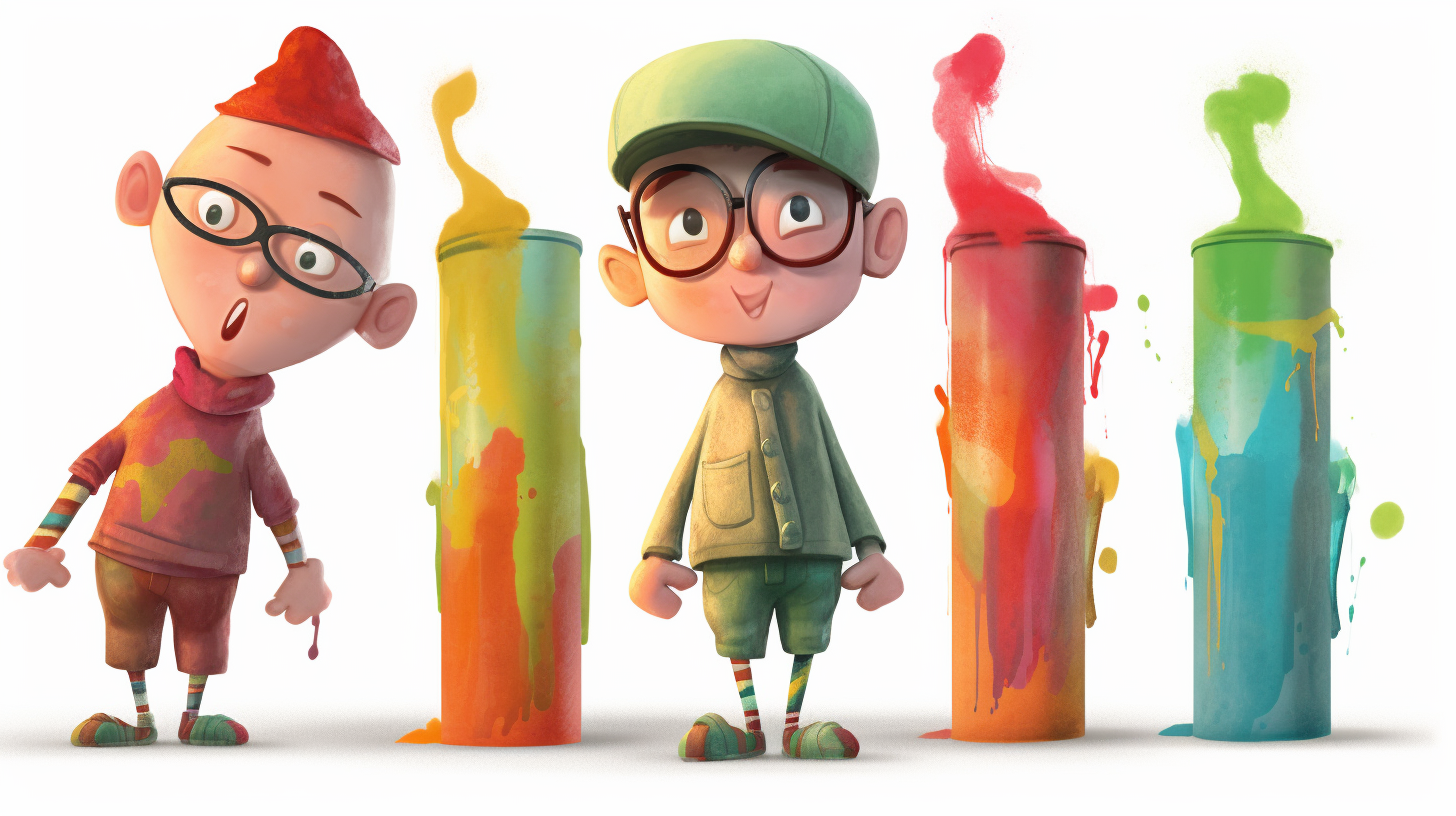 Illustration of playful paint tube character