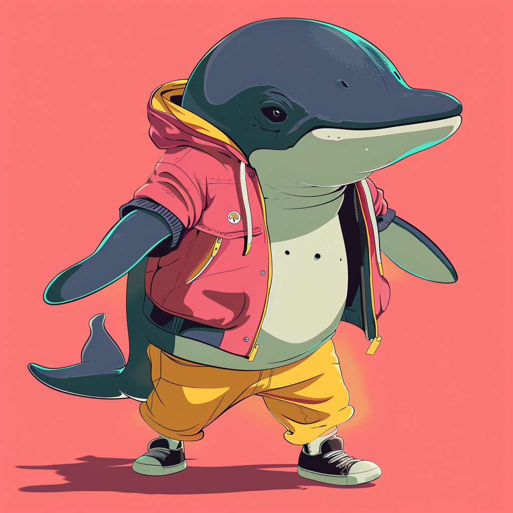 Teenage whale character in costume