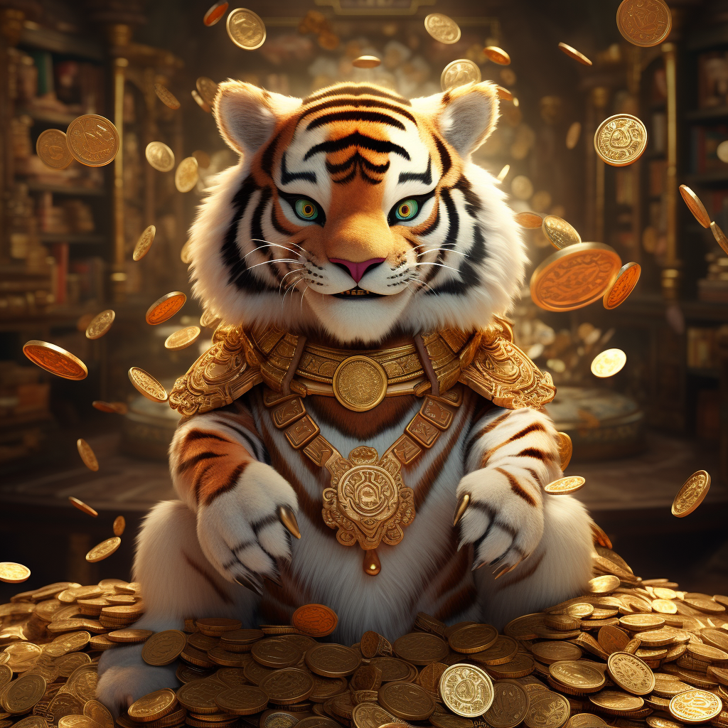 Animated tiger bringing fortune and luck