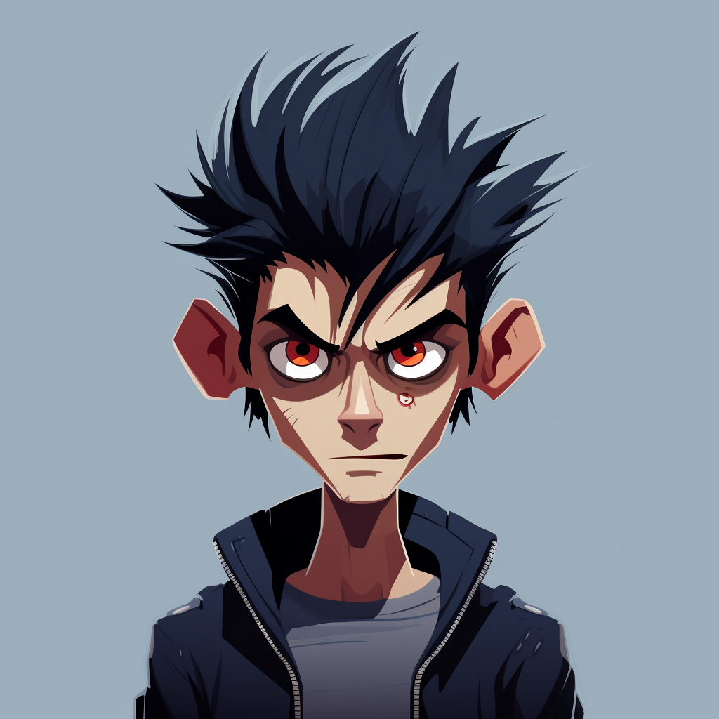 Animated male character with Gorillaz style