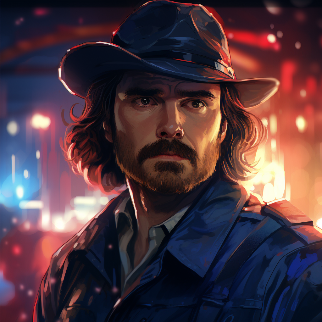 Anime-style Stranger Things Hopper artwork