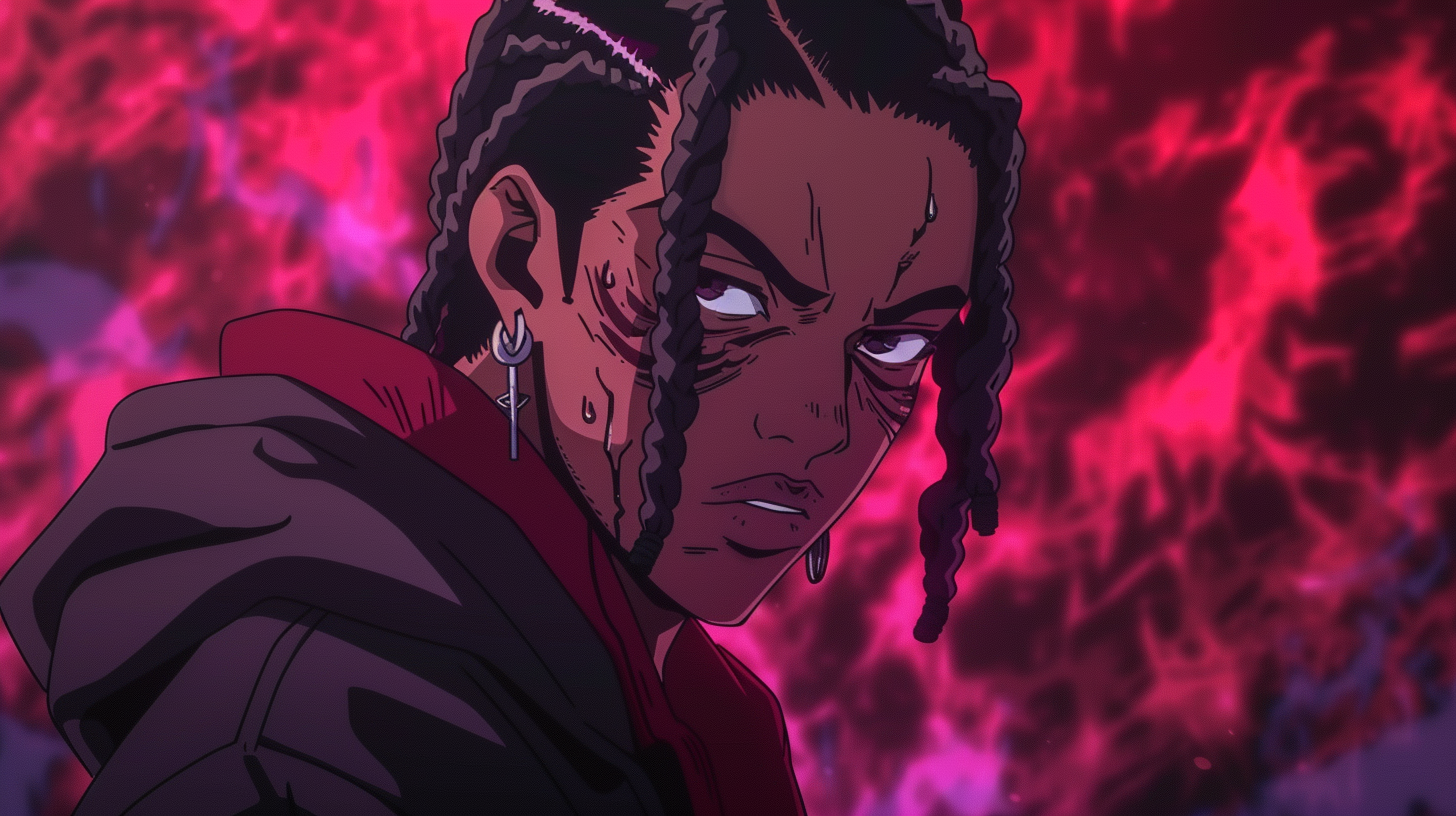 Young Black Man Anime Style