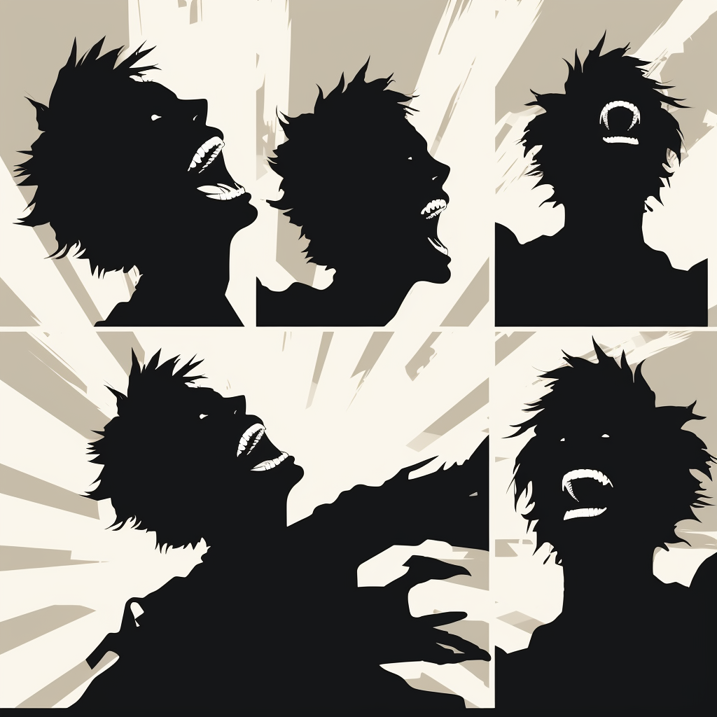 Anime black silhouette screaming variations