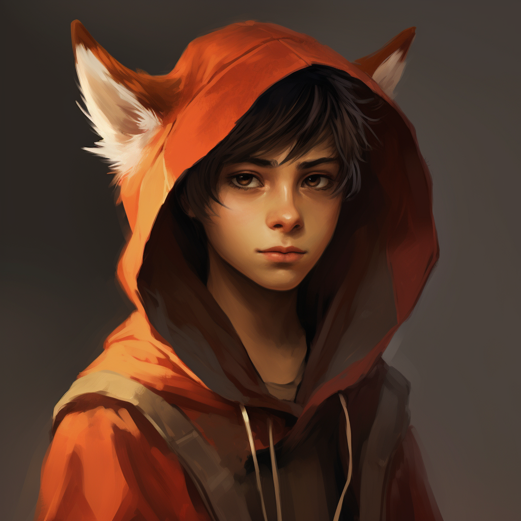 Anime boy monk with fox ears