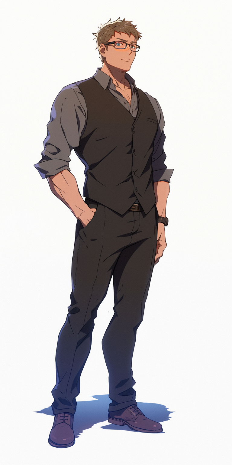 Anime character in black vest