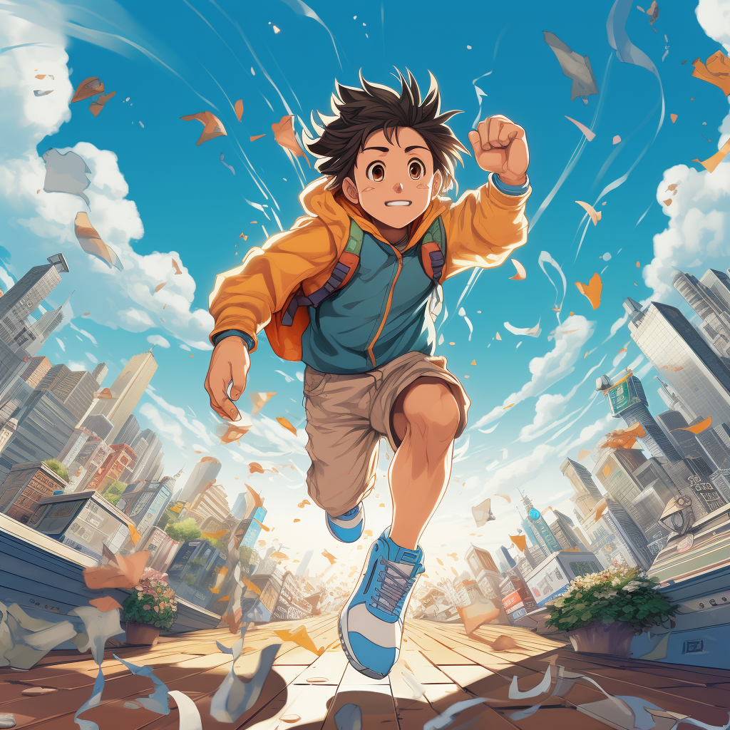 Anime Character Running in Sneakers