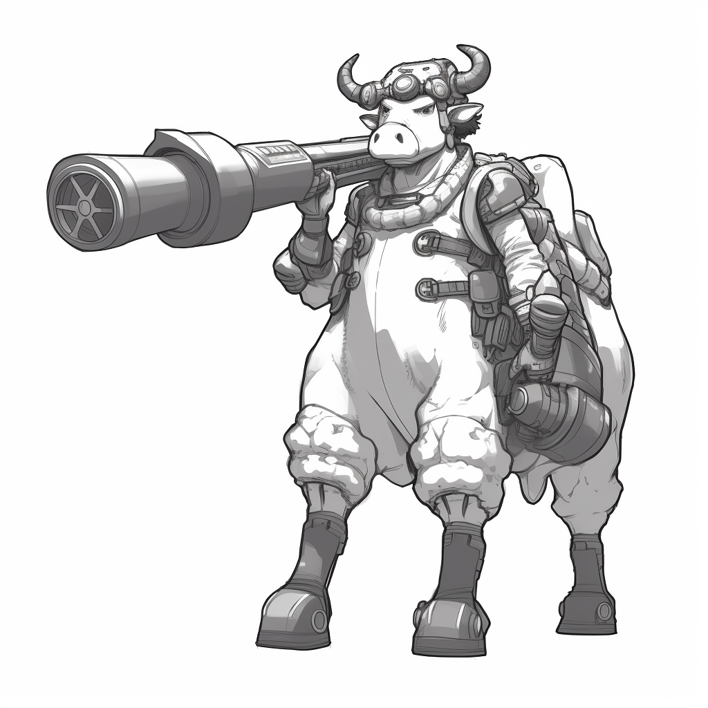 Anime Cow Person with Bazooka