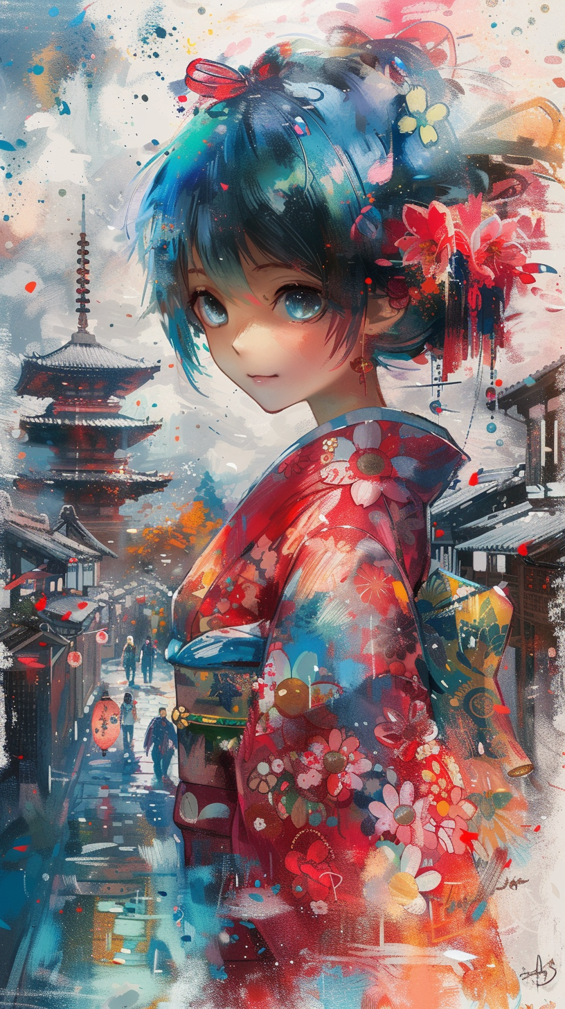 Anime-inspired art with vibrant colors and dynamic characters