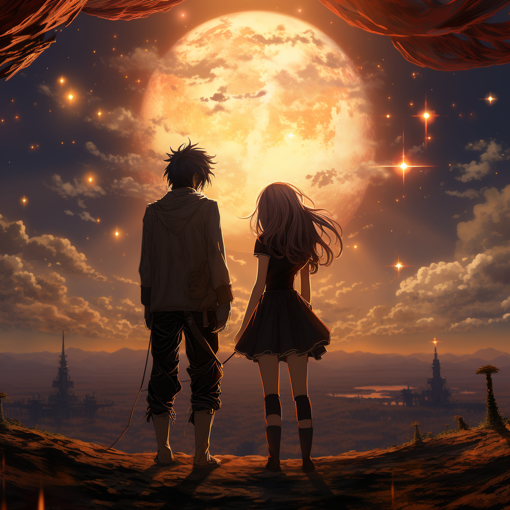 Mesmerizing anime couple witnessing a solar eclipse