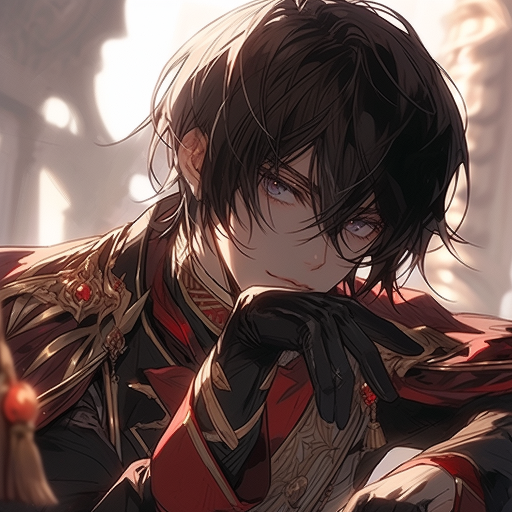 Anime style portrait of Lelouch Lamperouge with Geass power