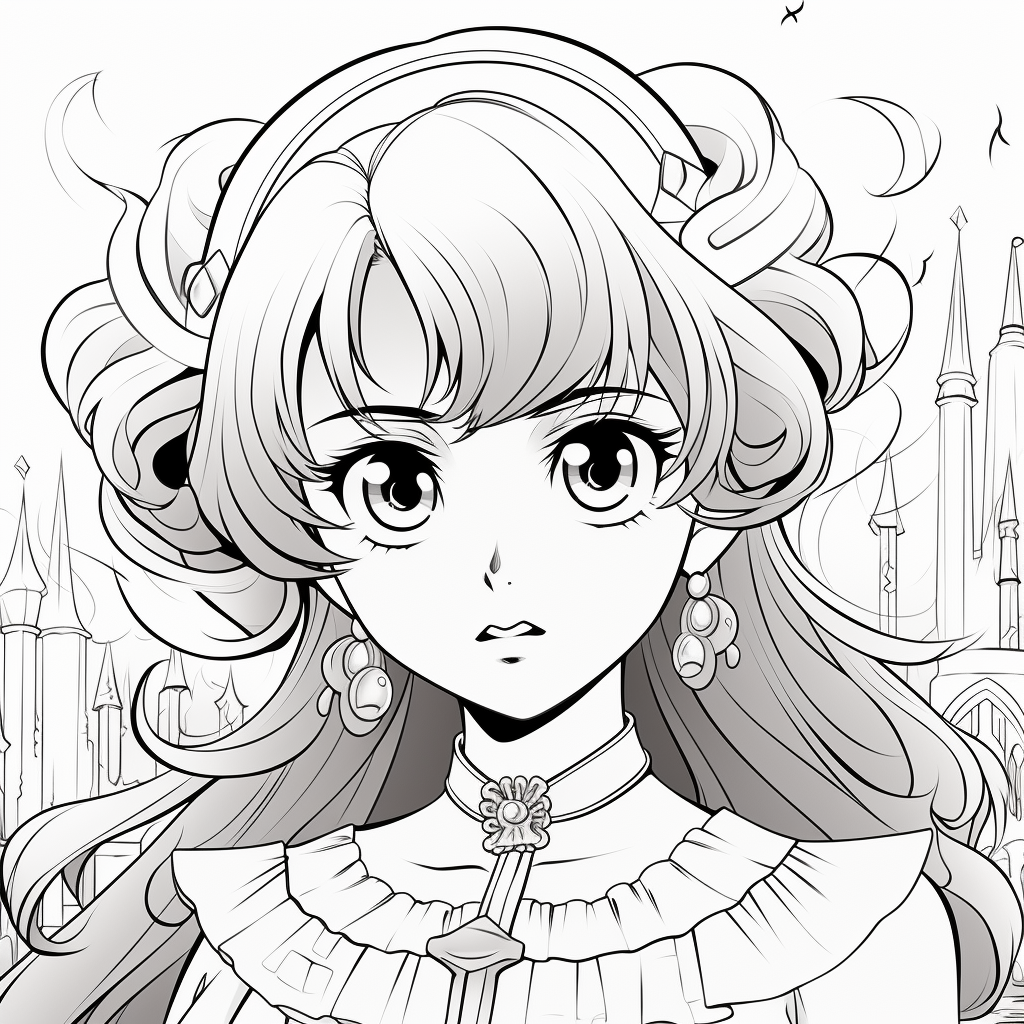 Anime Princess Black and White Image