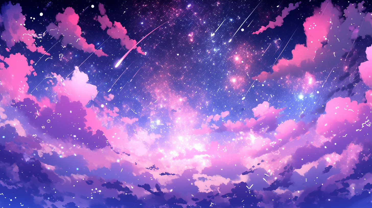 Anime purple cosmic sky with clouds