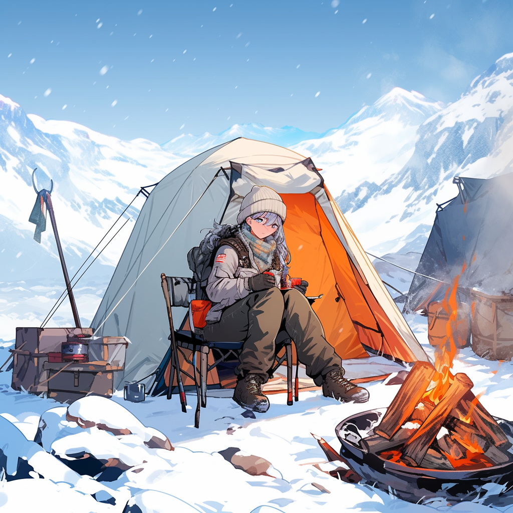 Roman Soldier Camping in Snowy Mountains