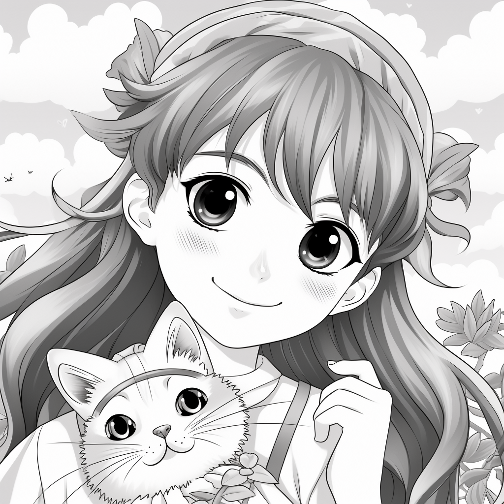 Anime Style Confident Young Heroine Coloring Page