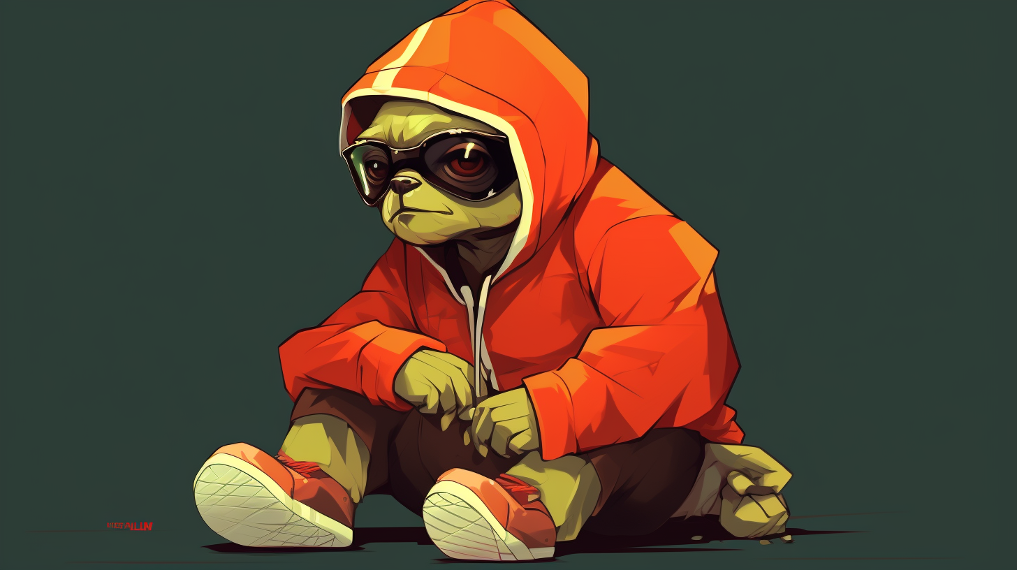 Anime raccoon wearing red hoodie