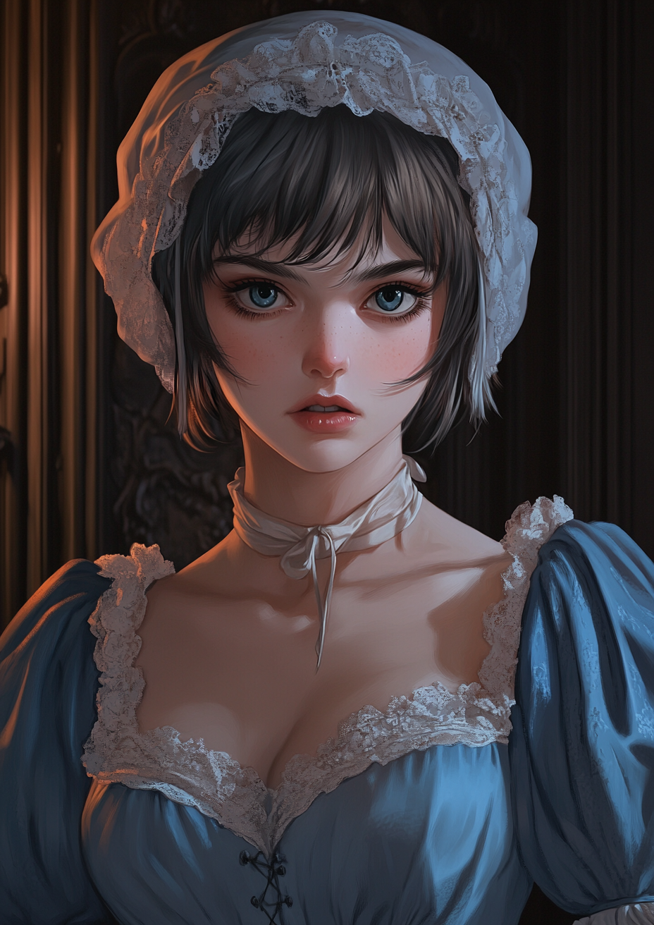 Anime woman in regency dress