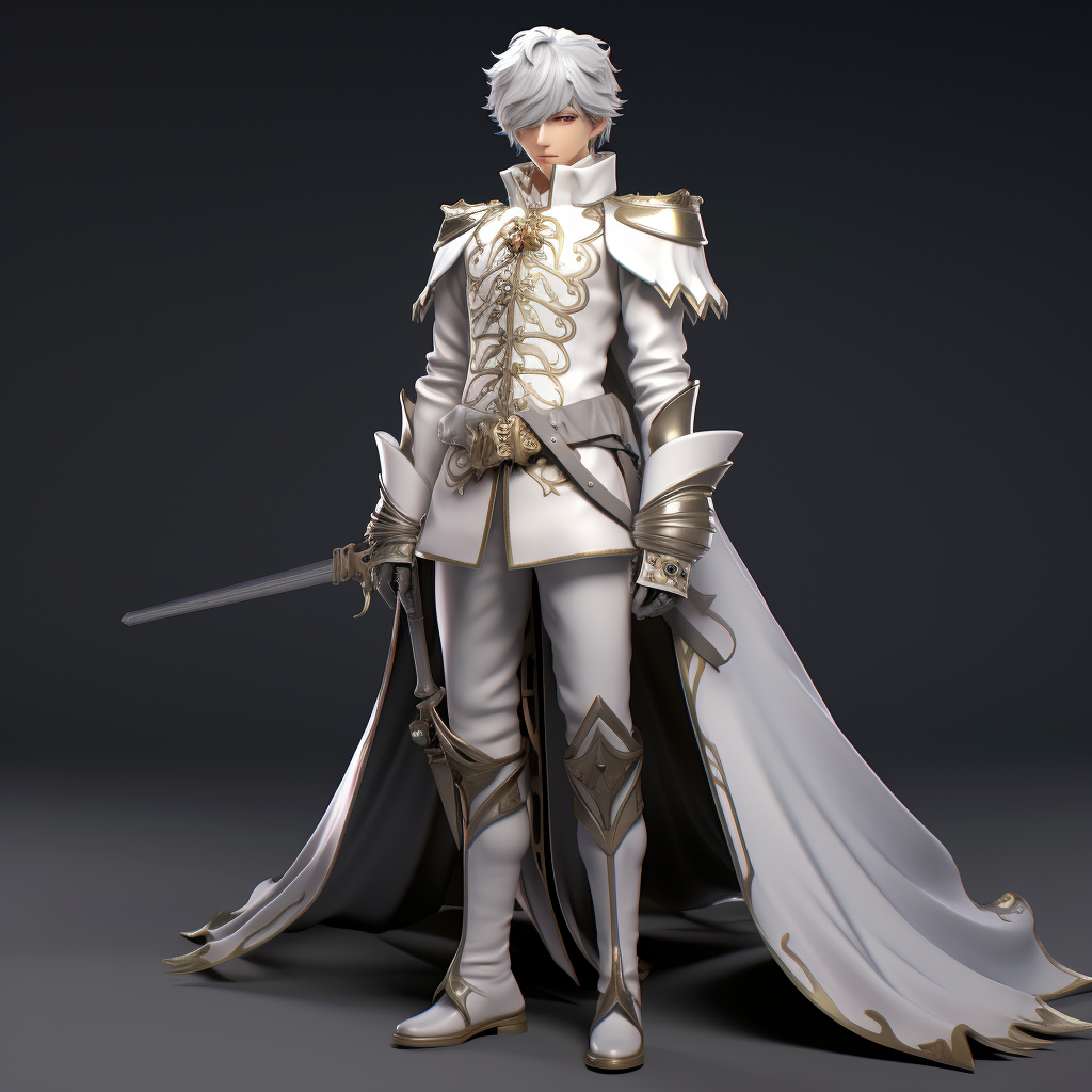 Anime boy in white royal guard uniform