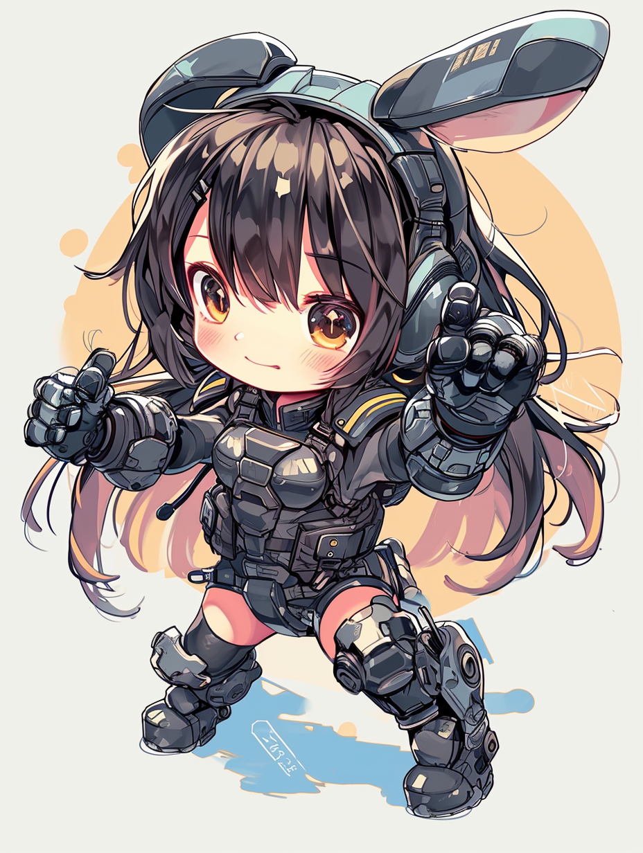 Anime girl in combat arm suit