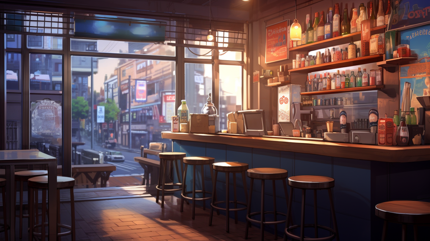 Modern and Cozy Anime Coffee Shop