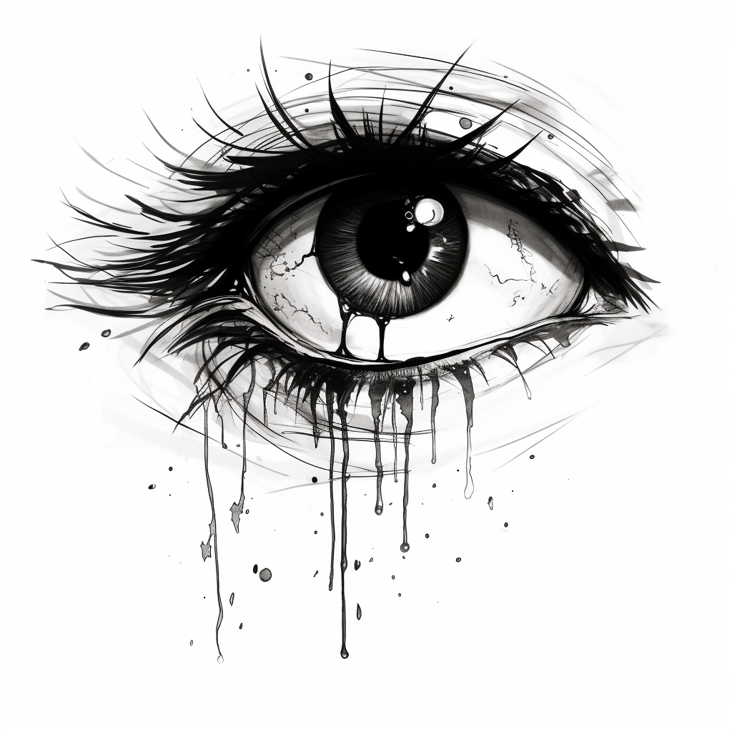 Stunning anime eye tattoo design with black tears