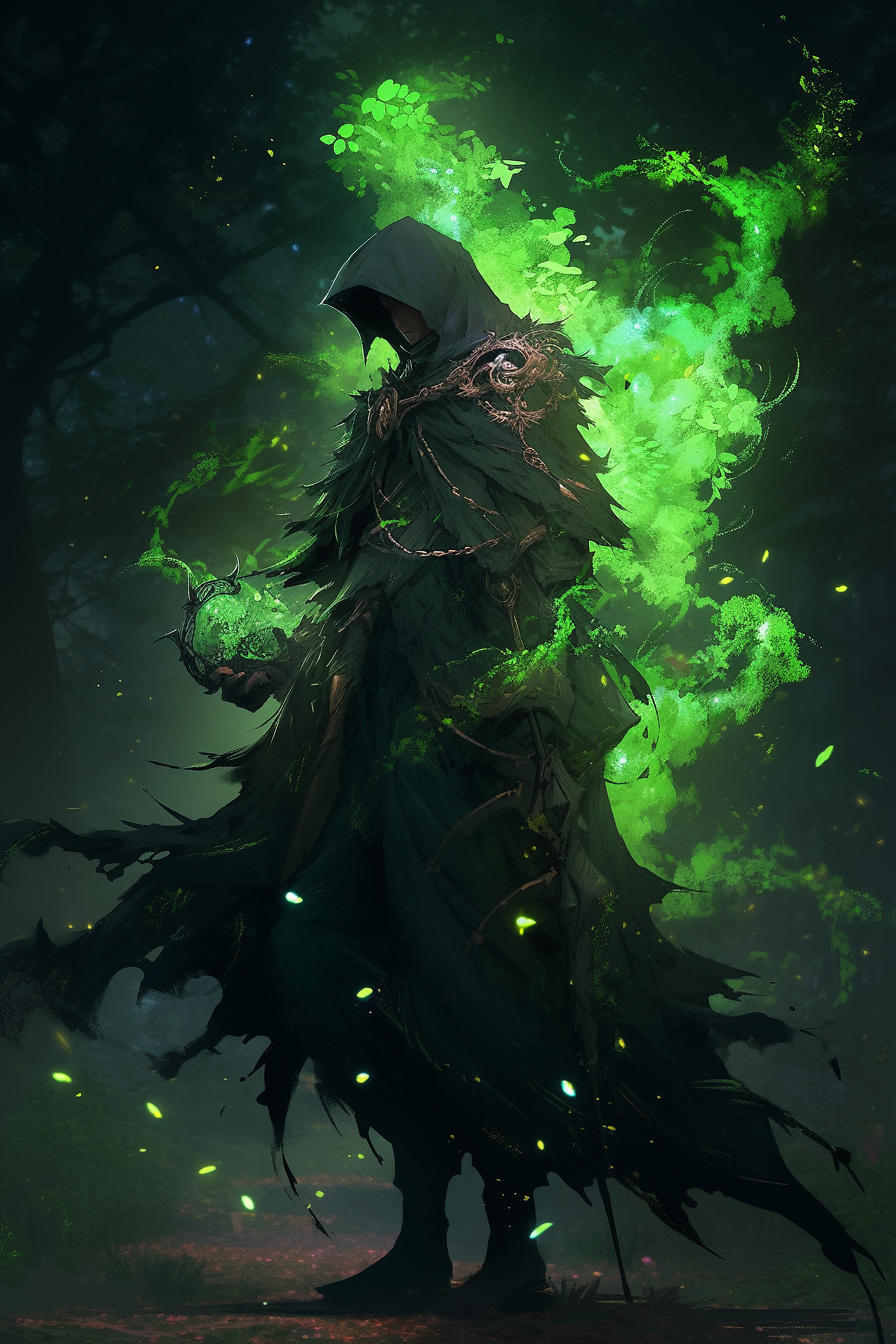 Beautiful Anime Female Beastman in Green Robe Armor