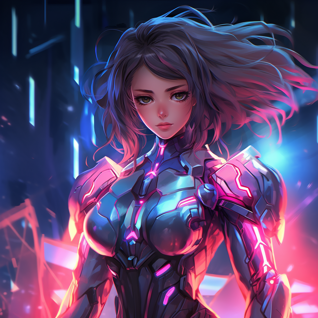 Anime Female Warrior Neon Glow