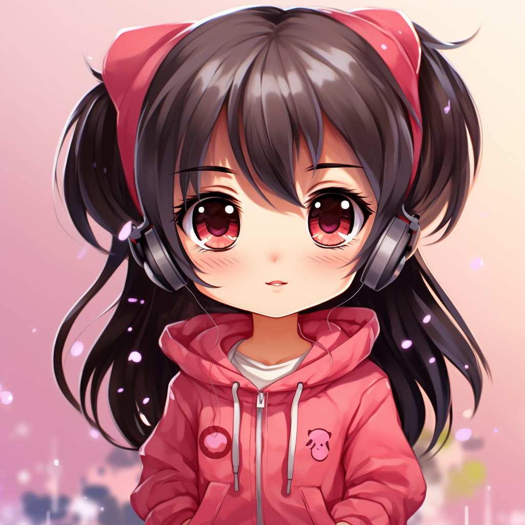 Adorable anime girl chibi illustration